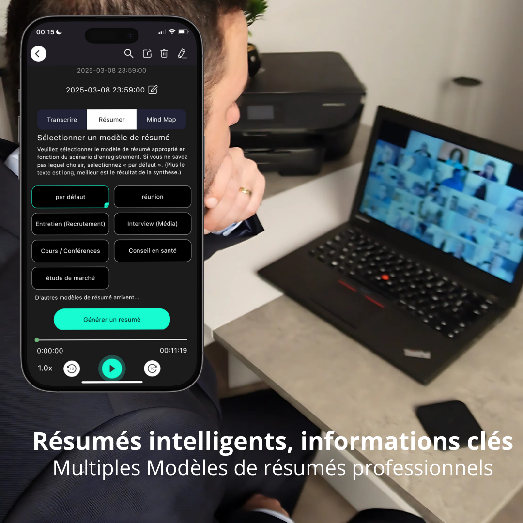 ROCA NOTE / Enregistreur vocal IA
